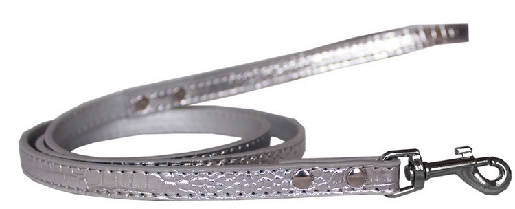 Plain Croc Leash Silver 1/2'' wide x 6' long